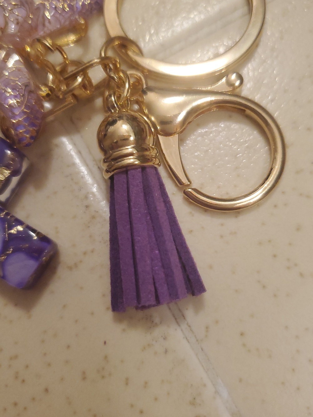 Purple Cross and Butterfly Keychain with Tassel New! - Picture 4 of 4